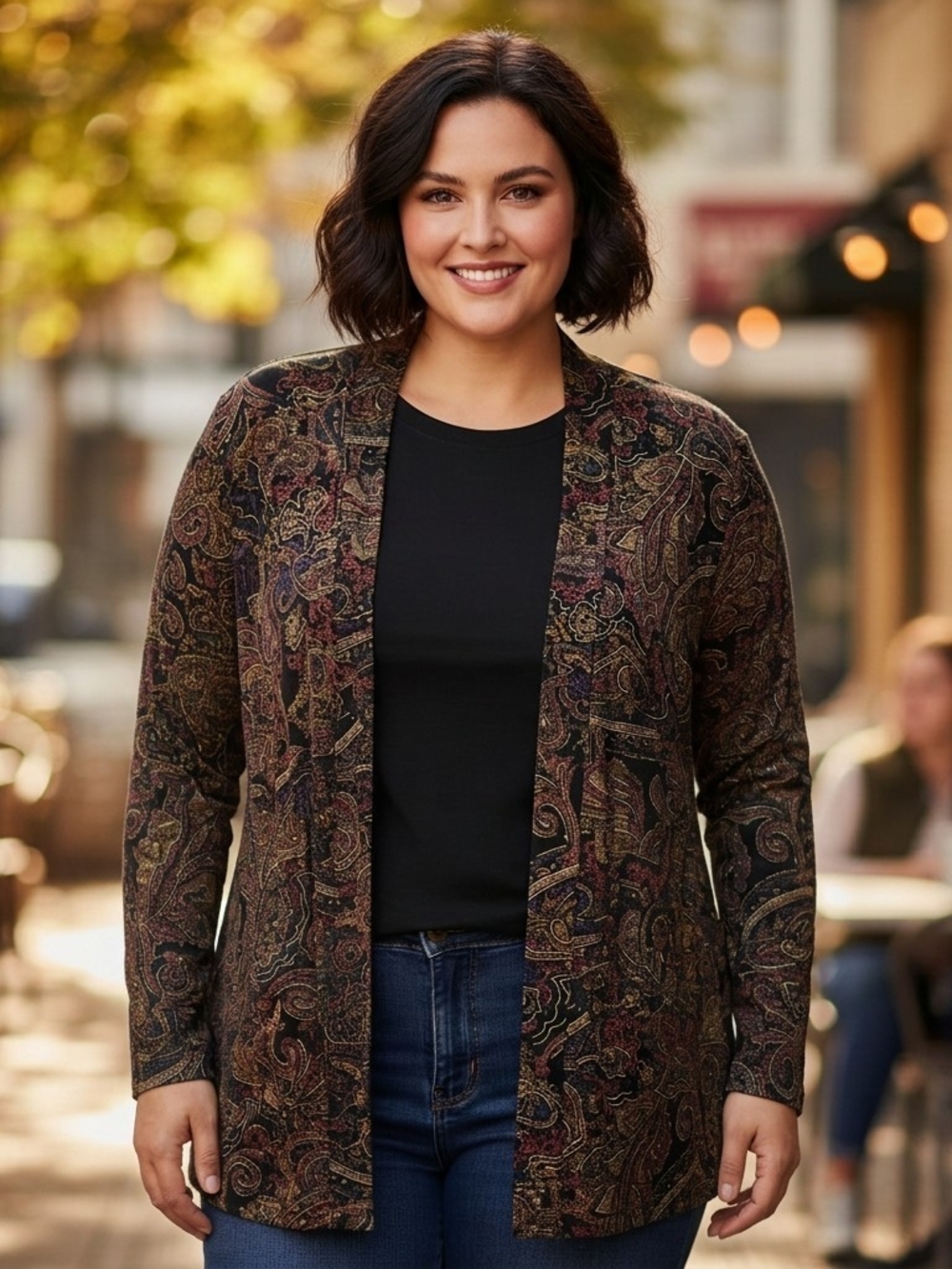 Ashli Couture Paisley Cardigan Whimsigoth Boho Earthy Tapestry Jacket Size 2X